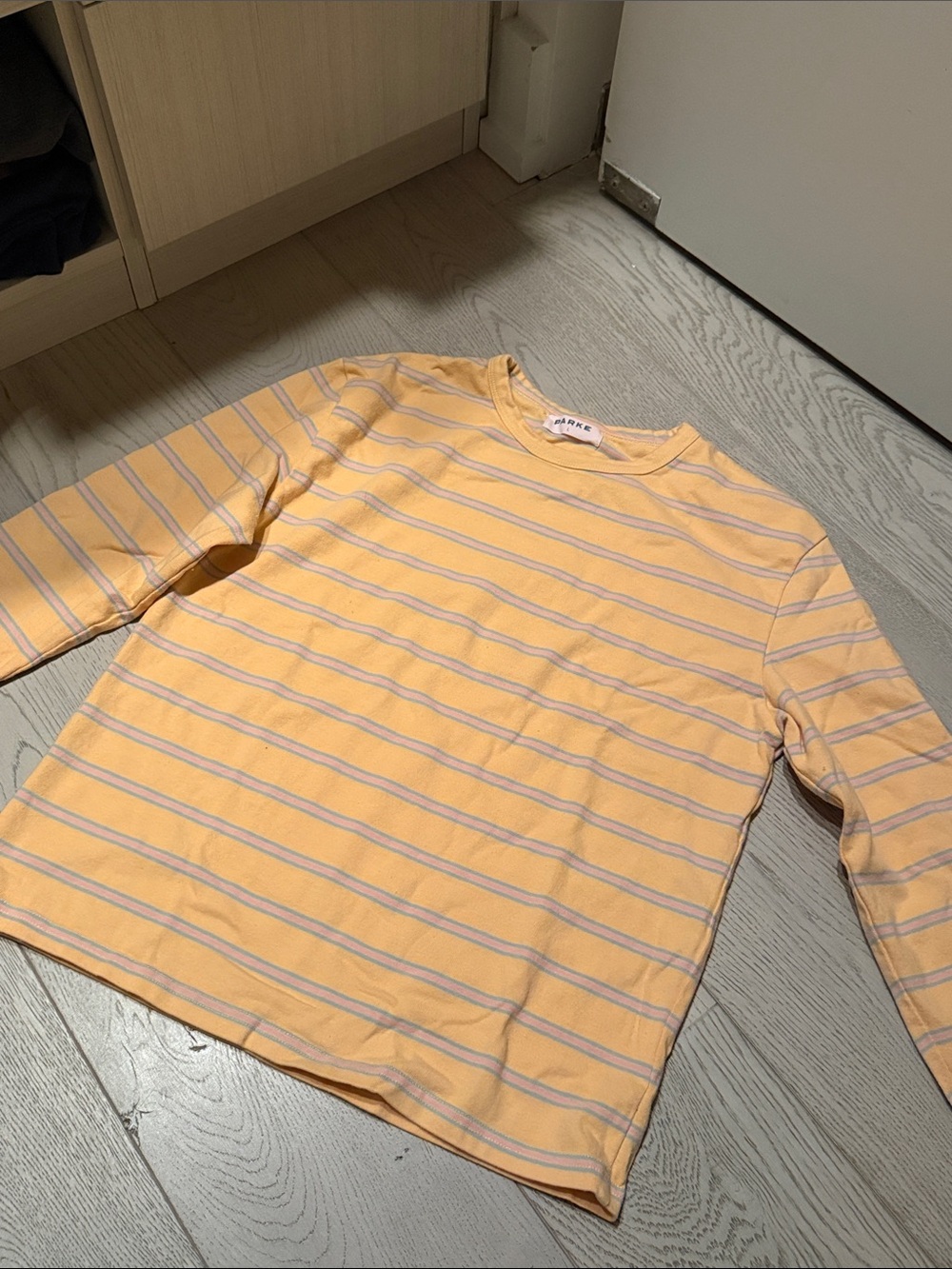 PARKE - Striped Yellow Long-Sleeve Tee- Size Large